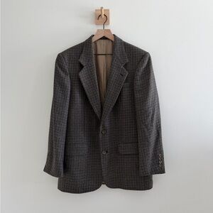 Oscar de la Renta Wool Blazer 39R Brown Houndstooth Men’s Sport Coat